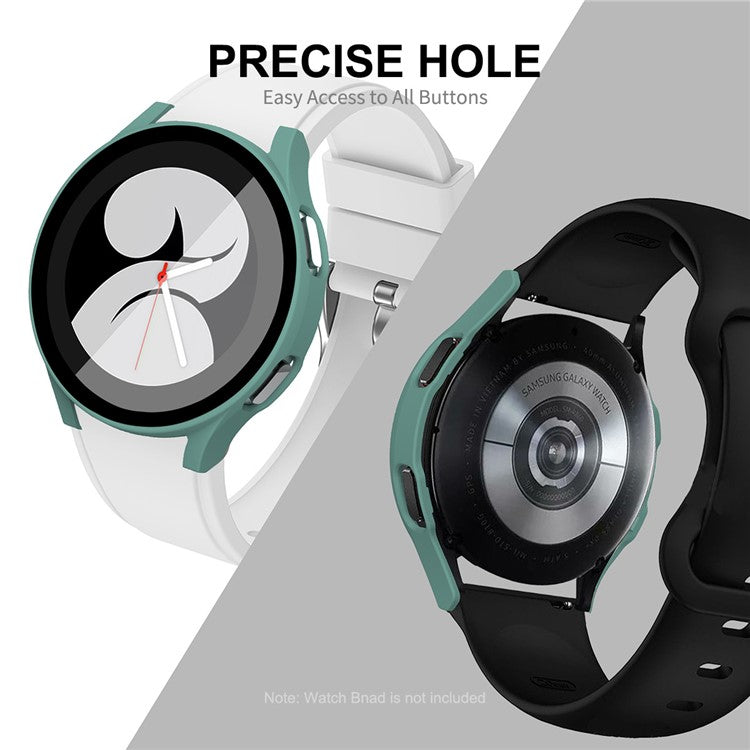 ENKAY HAT PRINCE for Samsung Galaxy Watch4 40mm Rubberized Hard PC Cover with Tempered Glass - White