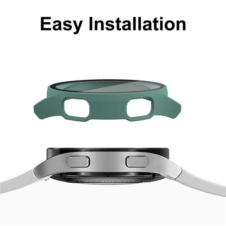 ENKAY HAT PRINCE for Samsung Galaxy Watch4 40mm Rubberized Hard PC Cover with Tempered Glass - Silver