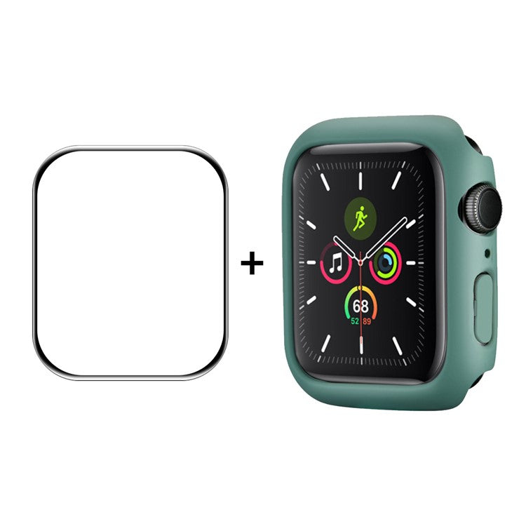 ENKAY HAT PRINCE Full Coverage Rubberized PC Cover Case with PMMA Tempered Glass Film for Apple Watch Series 9 / 8 / 7 45mm - Green
