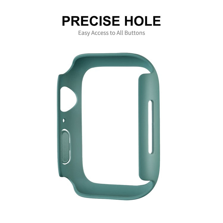 ENKAY HAT PRINCE Full Coverage Rubberized PC Cover Case with PMMA Tempered Glass Film for Apple Watch Series 9 / 8 / 7 45mm - Green