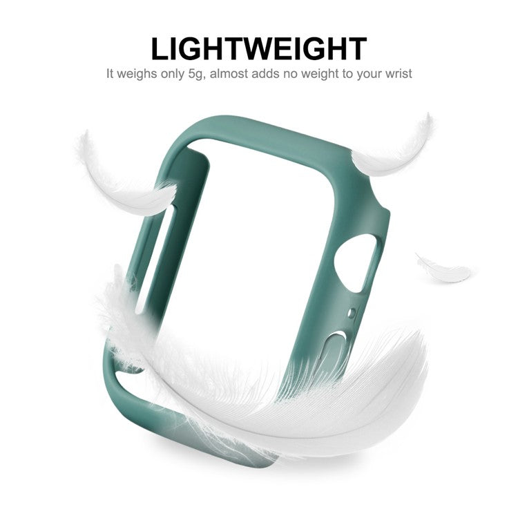 ENKAY HAT PRINCE Full Coverage Rubberized PC Cover Case with PMMA Tempered Glass Film for Apple Watch Series 9 / 8 / 7 45mm - Green