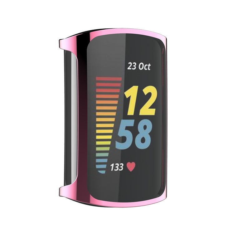 Overall Protective Soft TPU Electroplated Case Ultra-Thin Cover for Fitbit Charge 5 - Pink