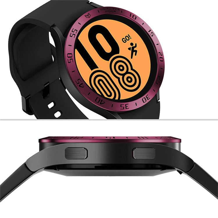 Stainless Steel Watch Bezel Ring Cover Protector for Samsung Galaxy Watch4 40mm - Wine Red / Black