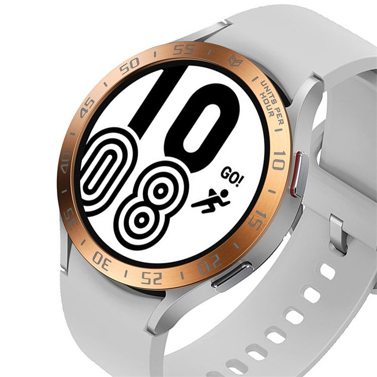 Anti-Scratch Protection Stainless Steel Case Watch Bezel Ring for Samsung Galaxy Watch4 44mm - Rose Gold/Grey