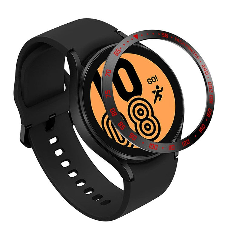Stainless Steel Watch Bezel Anti-scratch Ring Cover for Samsung Galaxy Watch4 44mm - Black/Red