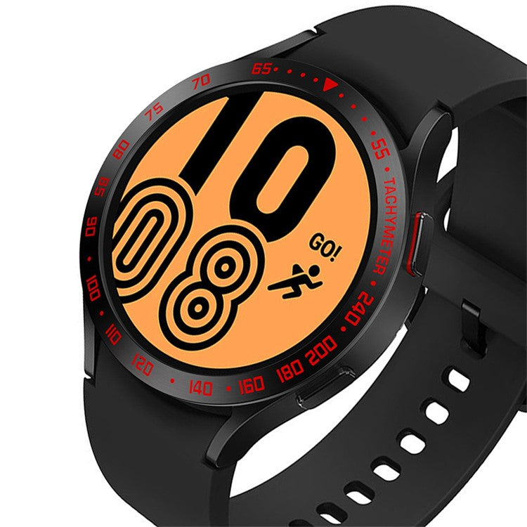 Stainless Steel Watch Bezel Anti-scratch Ring Cover for Samsung Galaxy Watch4 44mm - Black/Red