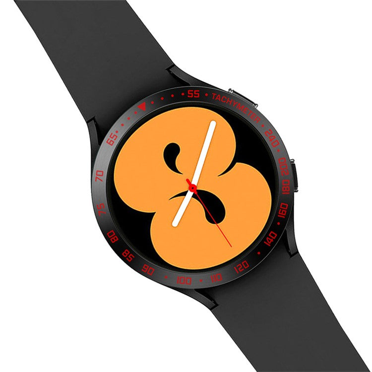 Stainless Steel Watch Bezel Anti-scratch Ring Cover for Samsung Galaxy Watch4 44mm - Black/Red