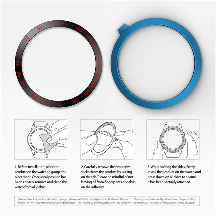 Stainless Steel Watch Bezel Anti-scratch Ring Cover for Samsung Galaxy Watch4 44mm - Black/Red