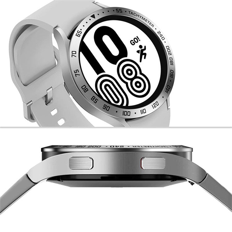 Stainless Steel Watch Bezel Anti-scratch Ring Cover for Samsung Galaxy Watch4 44mm - Silver/Black