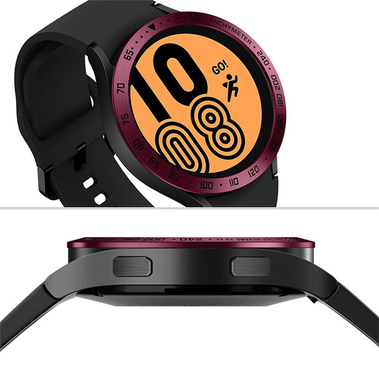 Stainless Steel Watch Bezel Anti-scratch Ring Cover for Samsung Galaxy Watch4 44mm - Wine Red/Black
