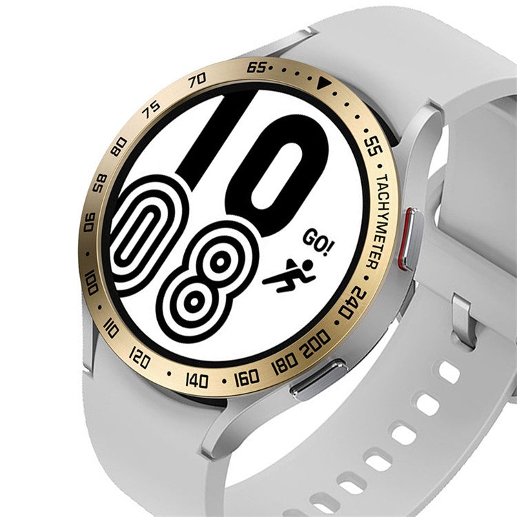 Stainless Steel Watch Bezel Anti-scratch Ring Cover for Samsung Galaxy Watch4 44mm - Retro Gold/Black