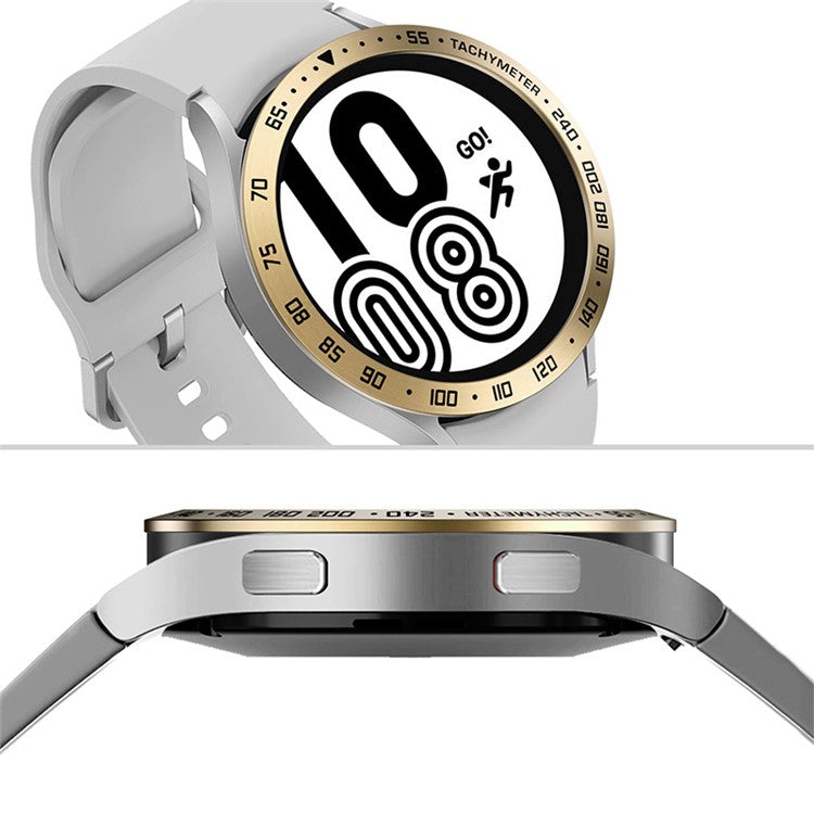 Stainless Steel Watch Bezel Anti-scratch Ring Cover for Samsung Galaxy Watch4 44mm - Retro Gold/Black