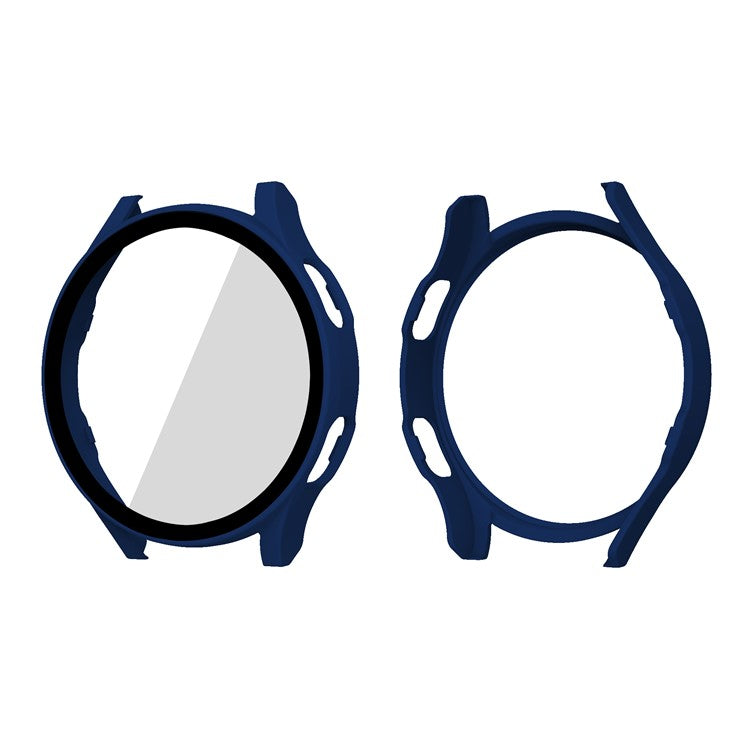 Rubberized Hard PC Bumper Case with Tempered Glass for Samsung Galaxy Watch4 40mm - Dark Blue