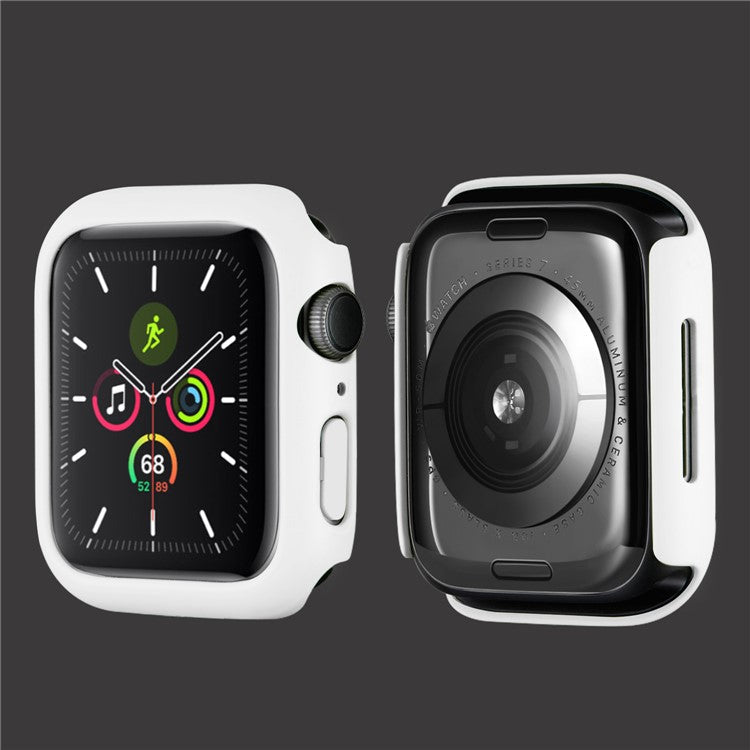 Rubberized Hard PC Watch Case Edge Frame Protective Cover for Apple Watch Series 9 / 8 / 7 45mm - White