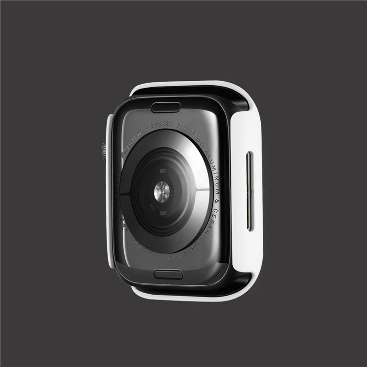 Rubberized Hard PC Watch Case Edge Frame Protective Cover for Apple Watch Series 9 / 8 / 7 45mm - White