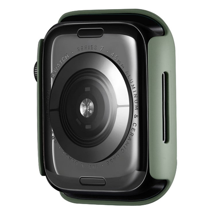 Rubberized Hard PC Watch Case Edge Frame Protective Cover for Apple Watch Series 9 / 8 / 7 45mm - Blackish Green