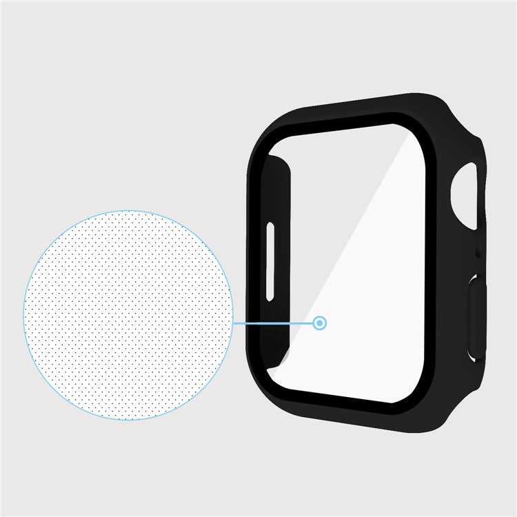 For Apple Watch Series 9 / 8 / 7 41mm Matte PC Watch Case Cover + Tempered Glass Screen Protector - Black