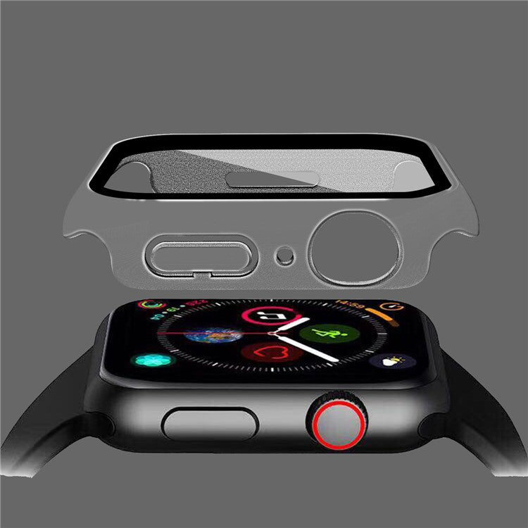 For Apple Watch Series 9 / 8 / 7 41mm Matte PC Watch Case Cover + Tempered Glass Screen Protector - Transparent