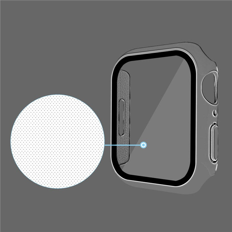 For Apple Watch Series 9 / 8 / 7 41mm Matte PC Watch Case Cover + Tempered Glass Screen Protector - Transparent