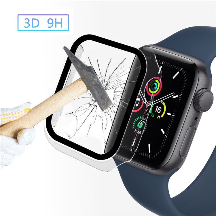 For Apple Watch Series 9 / 8 / 7 41mm Matte PC Watch Case Cover + Tempered Glass Screen Protector - Transparent