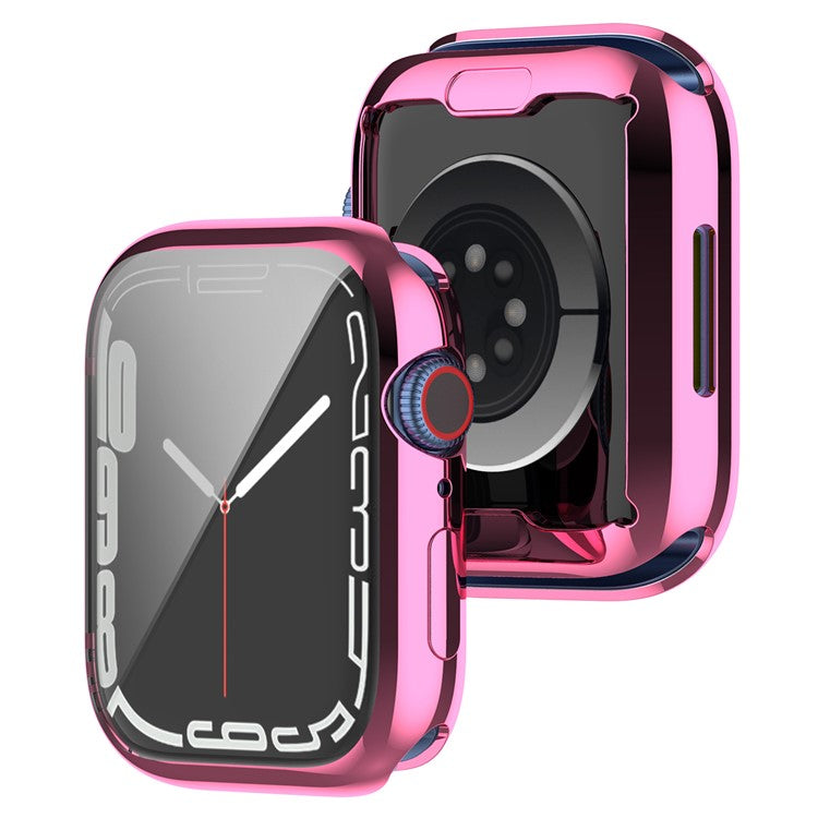 Stylish Electroplating TPU Watch Case Full Protective Case for Apple Watch Series 9 / 8 / 7 45mm - Pink