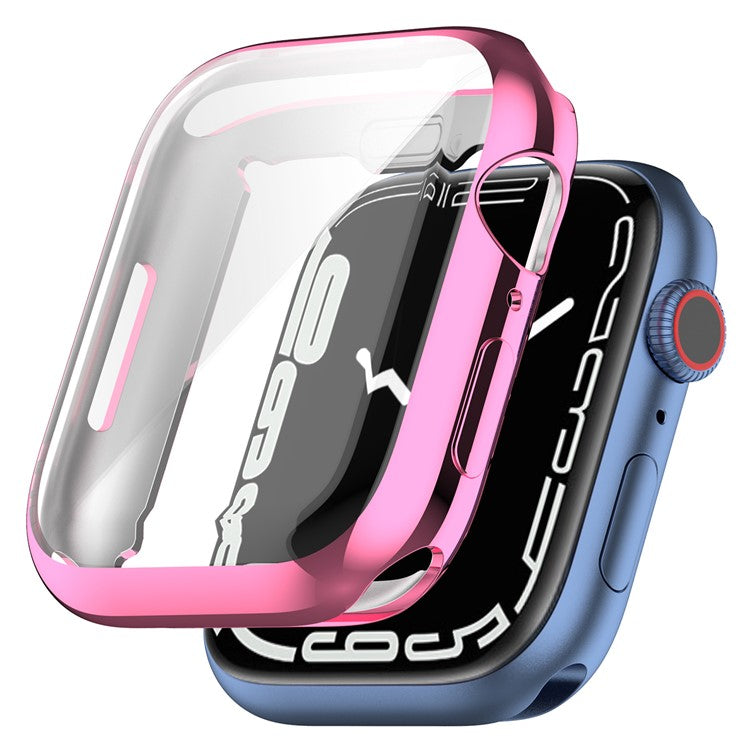 Stylish Electroplating TPU Watch Case Full Protective Case for Apple Watch Series 9 / 8 / 7 45mm - Pink