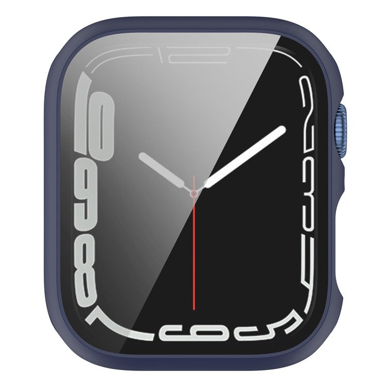 For Apple Watch Series 9 / 8 / 7 41mm 2-in-1 Scratch Resistant Hard PC Case with Tempered Glass Screen Protector - Midnight Blue