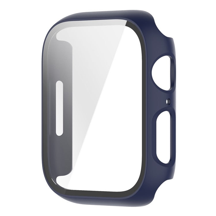 For Apple Watch Series 9 / 8 / 7 41mm 2-in-1 Scratch Resistant Hard PC Case with Tempered Glass Screen Protector - Midnight Blue