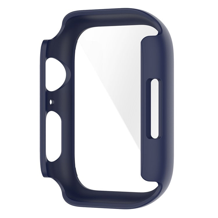 For Apple Watch Series 9 / 8 / 7 41mm 2-in-1 Scratch Resistant Hard PC Case with Tempered Glass Screen Protector - Midnight Blue
