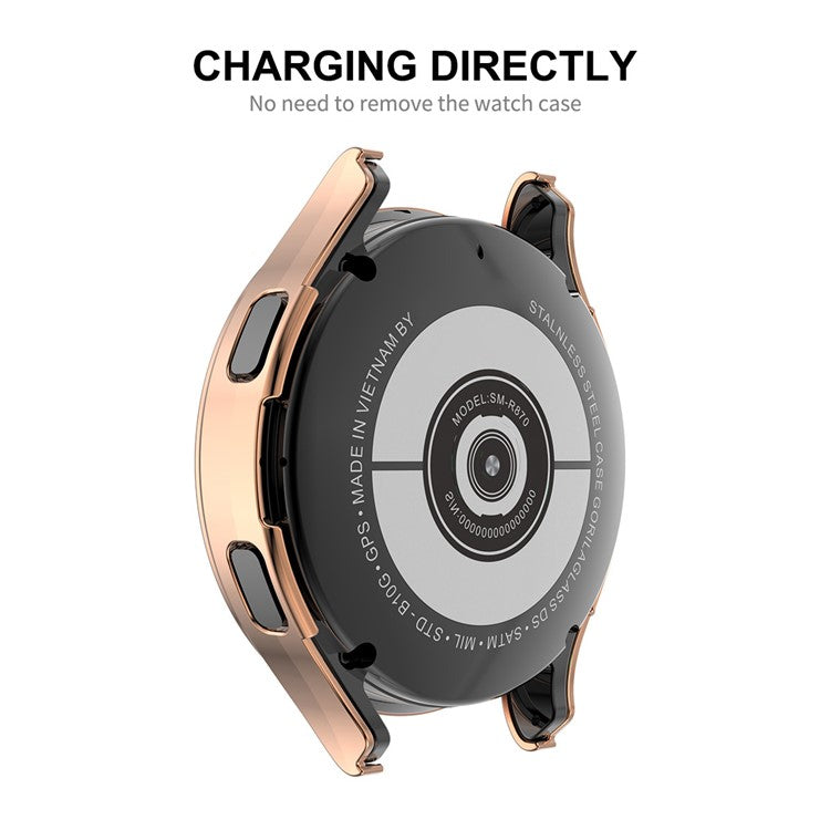 ENKAY HAT PRINCE 2-in-1 0.2mm 2.15D Anti-Fingerprint Anti-Scratch 9H Tempered Glass Screen Film with Rhinestone Decoration Electroplating PC Smart Watch Cover for Samsung Galaxy Watch4 44mm - Black