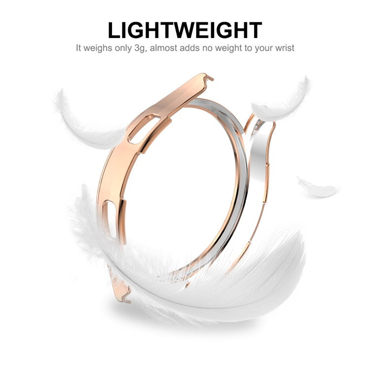 ENKAY HAT PRINCE 2-in-1 0.2mm 2.15D Anti-Fingerprint Anti-Scratch 9H Tempered Glass Screen Film with Rhinestone Decoration Electroplating PC Smart Watch Cover for Samsung Galaxy Watch4 44mm - Black