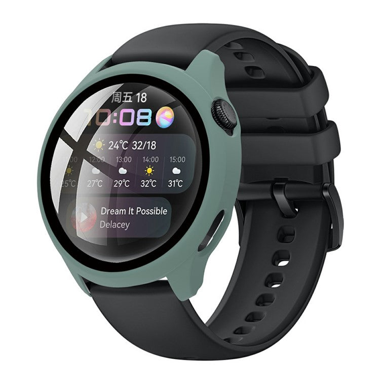 Hard PC Protective Watch Frame Case with HD Anti-Scratch Tempered Glass Screen Protector 46mm for Huawei Watch 3 - Green