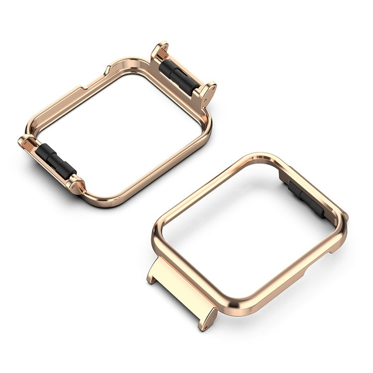 Anti-scratch Metal Frame Case Protective Shell for Xiaomi Mi Watch Lite / Redmi Watch 1 - Rose Gold