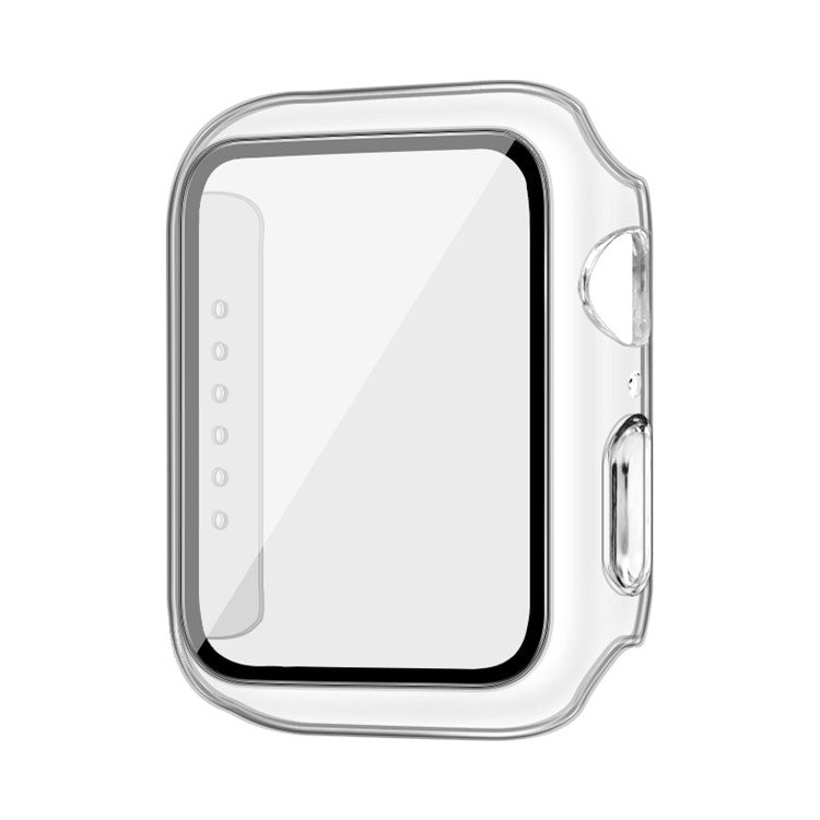 IMAK Hard PC Cover Case with Tempered Glass Screen Protector for Apple Watch Series 4 / 5 / 6 44mm / SE 44mm / SE (2022) 44mm - Transparent