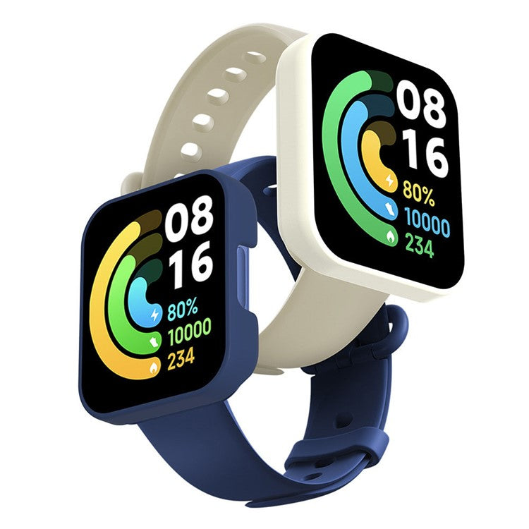 Anti-Scratch Matte PC All-Around Protective Case with Tempered Glass Screen Protector for Xiaomi Redmi Watch 2 - Blue