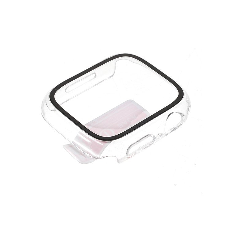 RURIHAI for Apple Watch Series 9 / 8 / 7 41mm All-Around Hard PC Protective Case with Built-in Tempered Glass Screen Protector - Transparent