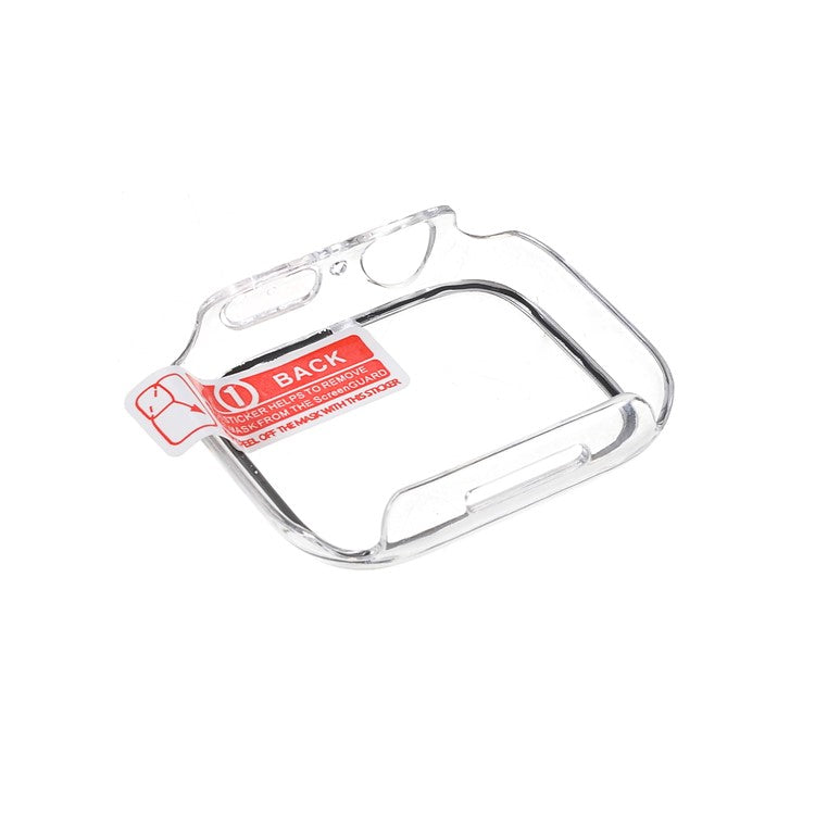 RURIHAI for Apple Watch Series 9 / 8 / 7 41mm All-Around Hard PC Protective Case with Built-in Tempered Glass Screen Protector - Transparent