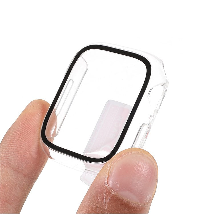 RURIHAI for Apple Watch Series 9 / 8 / 7 41mm All-Around Hard PC Protective Case with Built-in Tempered Glass Screen Protector - Transparent