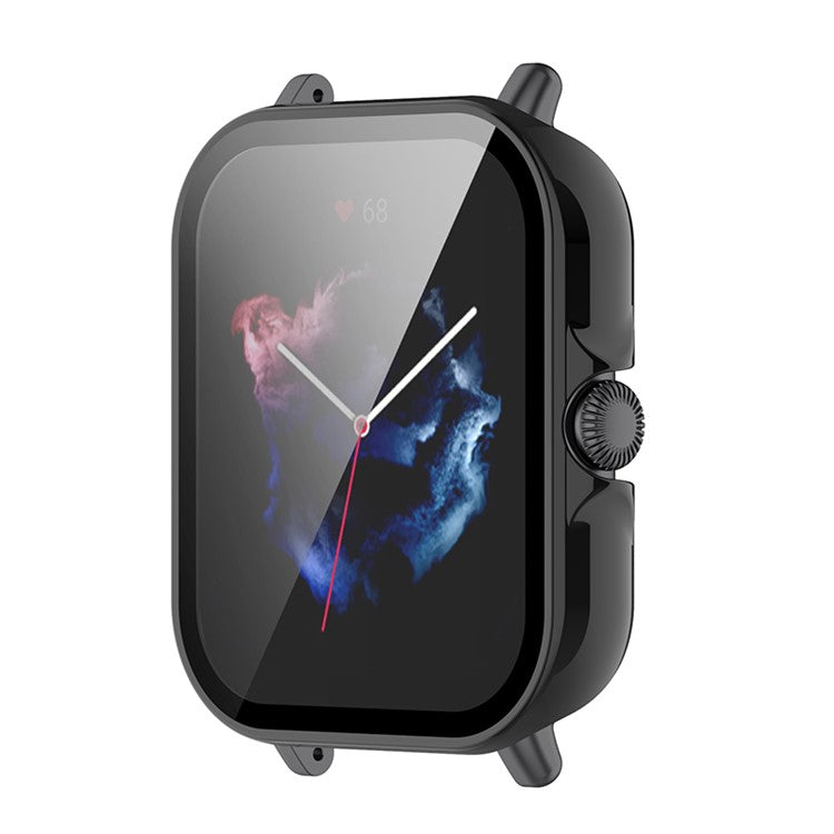 Ultra-Thin Bumper Full Cover Hard PC Protective Case with Tempered Glass Screen Protector for Huami Amazfit GTS 3 - Black