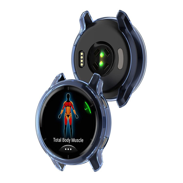 Soft TPU Shock Absorption Hollowed Half-pack Clear Protective Cover for Garmin Venu 2S - Transparent Blue