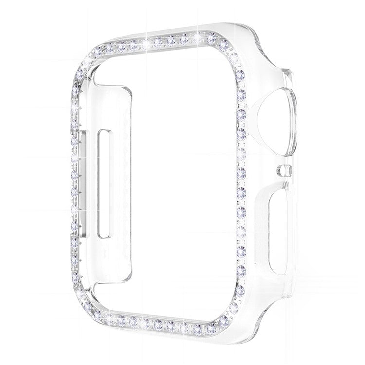 ENKAY HAT PRINCE for Apple Watch Series 9 / 8 / 7 41mm Rhinestone Decor Electroplating Hard PC Watch Case Cover with Full Coverage Curved PET Screen Protector - Transparent