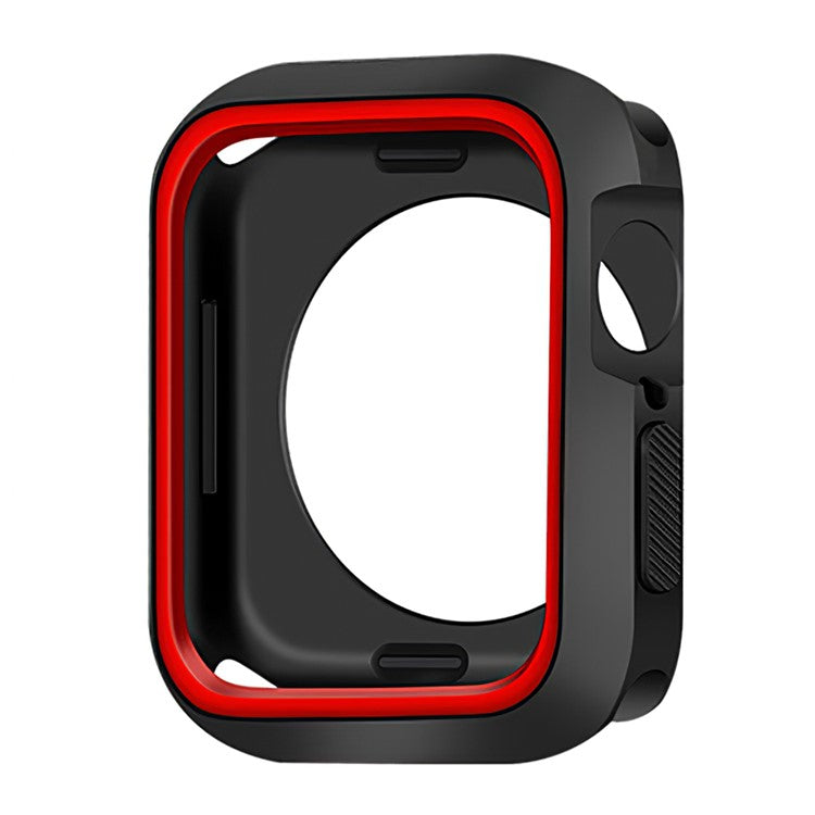 Soft Silicone Dual Color Smart Watch Protective Case Cover Frame for Apple Watch Series 9 / 8 / 7 45mm - Black / Red