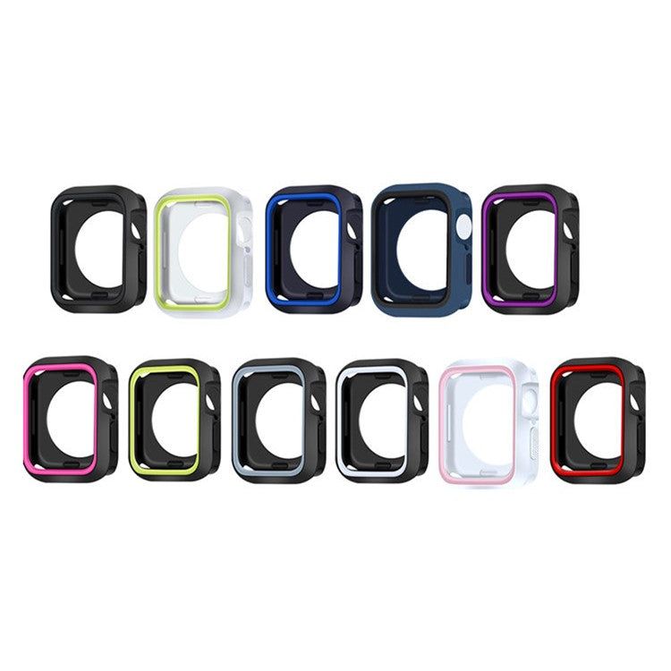 Soft Silicone Dual Color Smart Watch Protective Case Cover Frame for Apple Watch Series 9 / 8 / 7 45mm - Black / Red