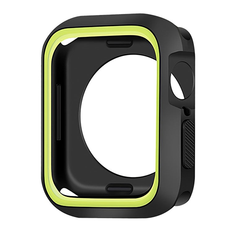 Soft Silicone Dual Color Smart Watch Protective Case Cover Frame for Apple Watch Series 9 / 8 / 7 45mm - Black / Green