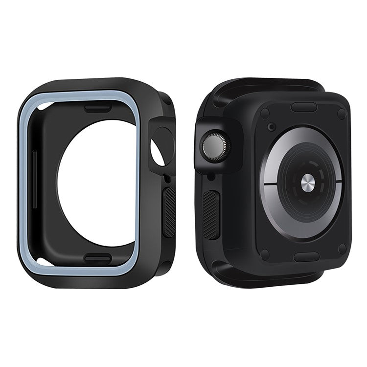 Bi-color Smart Watch Case Soft Silicone Protective Cover Frame for Apple Watch Series 4 / 5 / 6 44mm / SE 44mm / SE (2022) 44mm - Black / Grey