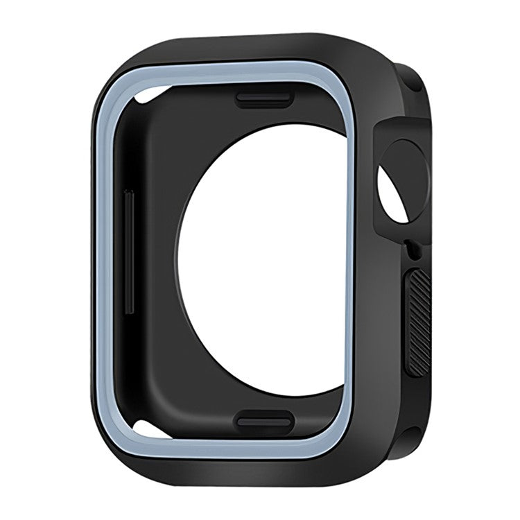 Bi-color Smart Watch Case Soft Silicone Protective Cover Frame for Apple Watch Series 4 / 5 / 6 44mm / SE 44mm / SE (2022) 44mm - Black / Grey