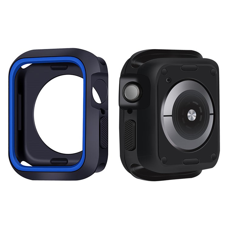 Bi-color Smart Watch Case Soft Silicone Protective Cover Frame for Apple Watch Series 4 / 5 / 6 44mm / SE 44mm / SE (2022) 44mm - Black / Blue