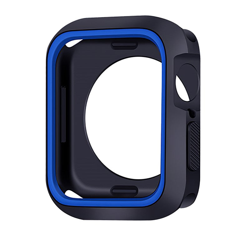 Bi-color Smart Watch Case Soft Silicone Protective Cover Frame for Apple Watch Series 4 / 5 / 6 44mm / SE 44mm / SE (2022) 44mm - Black / Blue