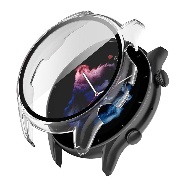 Smart Watch Hard PC Frame Built-in with Tempered Glass Screen Protector Watch Case for Huami Amazfit GTR3/GTR3 Pro - Transparent