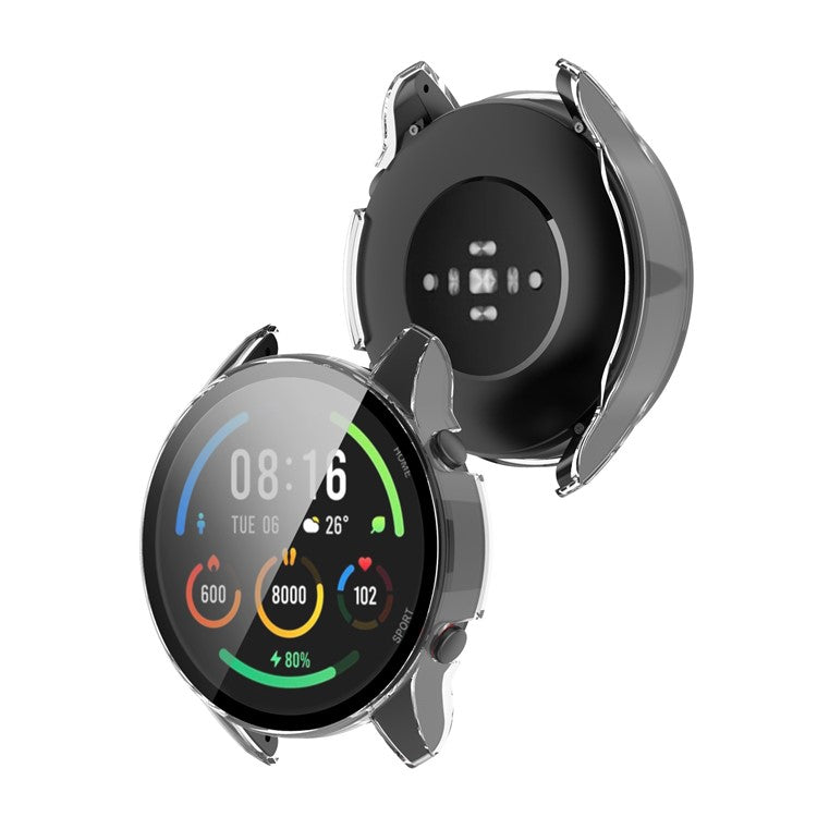 2 in 1 Smart Watch Hard PC Frame + Tempered Glass Screen Protector Watch Case for Xiaomi Mi Watch Color Sport - Transparent